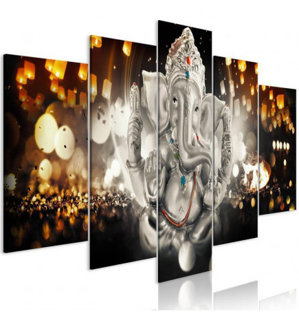 Canvas Print - Buddhas Philosophy (5 Parts) Silver Wide