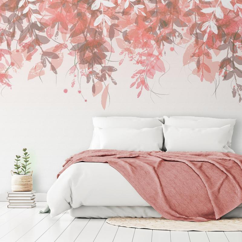 34,00 € Wall Mural - Under vegetation - hanging vines of pink leaves on a neutral background