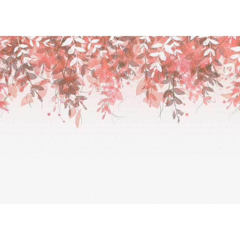 34,00 € Fototapeet - Under vegetation - hanging vines of pink leaves on a neutral background