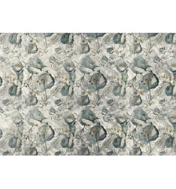 Foto tapete - Autumn souvenirs - cool grey floral pattern with leaves