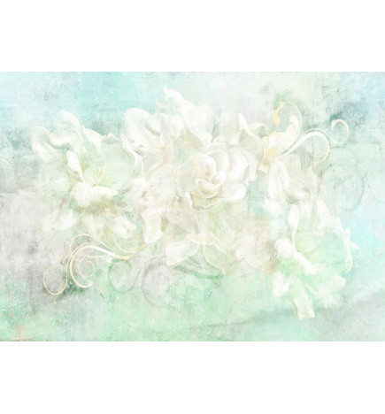 Fototapetas - Blossoming among pastels - abstract with floral motif and patterns