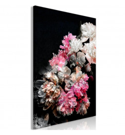 Schilderij - Peony Charm (1-part) - Colorful Bouquet on Black Background