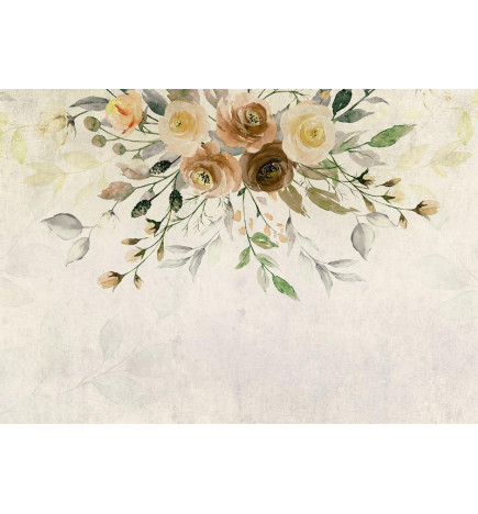 Wall Mural - Summer bloom - retro floral motif with flowers and leaves with patterns
