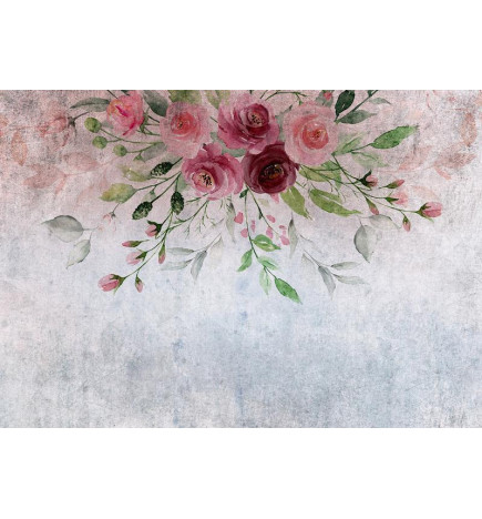 Fototapet - Summer bloom - plant motif with flowers and leaves in pink tones