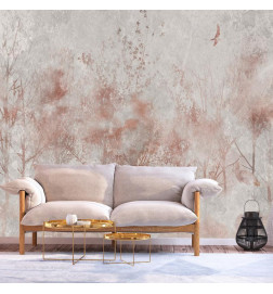 34,00 € Wall Mural - Autumn landscape - abstract with trees and birds on a textured background