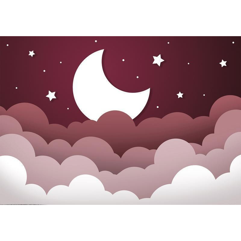 34,00 € Foto tapete - Moon dream - clouds in a maroon sky with stars for children