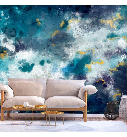 Wall Mural - Stormy ocean - abstract blue composition in watercolour style
