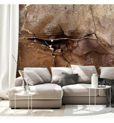 Mural de parede - Rock abstraction - brown and beige pattern in the style of cracked stone