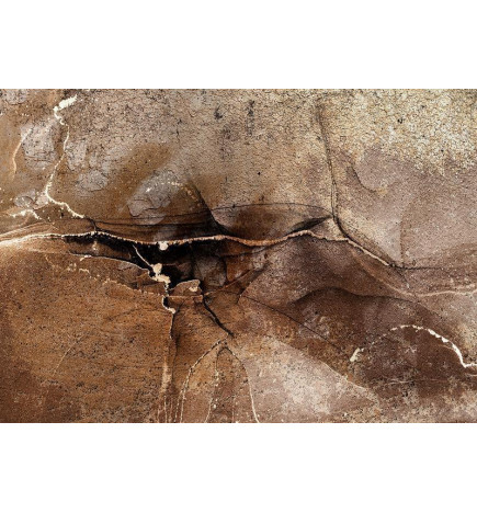 Fotomural - Rock abstraction - brown and beige pattern in the style of cracked stone