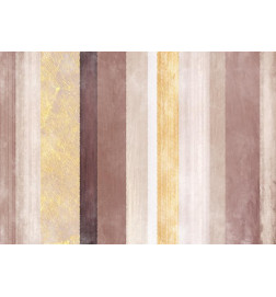 Fototapetti - Striped pattern - abstract background in stripes of different colours with gold pattern