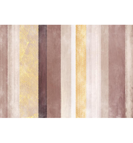 Fotobehang - Striped pattern - abstract background in stripes of different colours with gold pattern