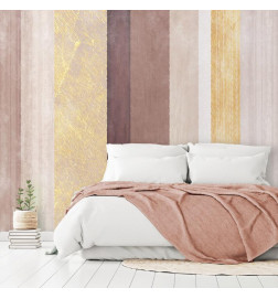 Mural de parede - Striped pattern - abstract background in stripes of different colours with gold pattern