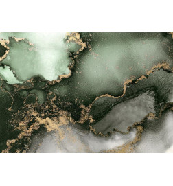 Foto tapete - Green Watercolour - Abstraction Inspired by Marble Structure