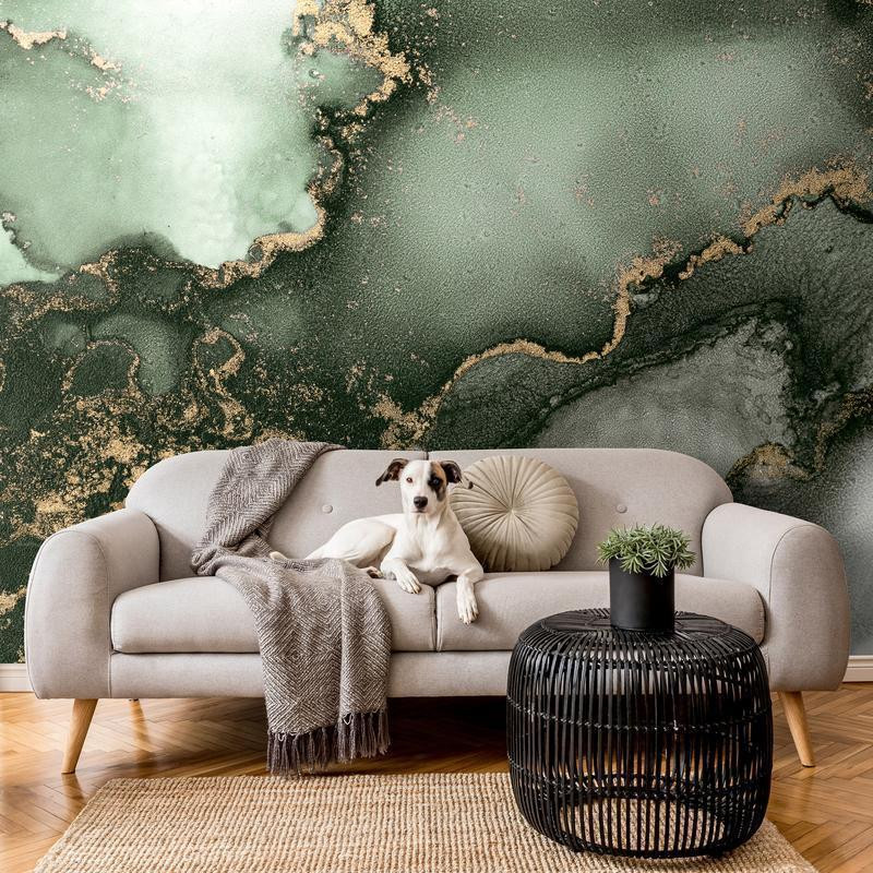 34,00 € Fotobehang - Green Watercolour - Abstraction Inspired by Marble Structure