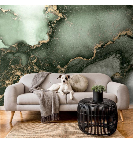 Mural de parede - Green Watercolour - Abstraction Inspired by Marble Structure