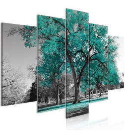 Canvas Print - Autumn in the Park (5 Parts) Wide Turquoise