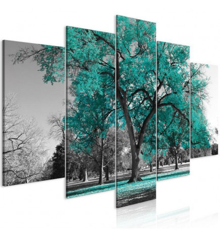 Quadro - Autumn in the Park (5 Parts) Wide Turquoise