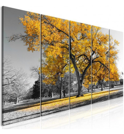 Canvas Print - Autumn in the Park (5 Parts) Narrow Gold