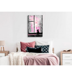 Canvas Print - Longing Kitty (1 Part) Vertical Pink