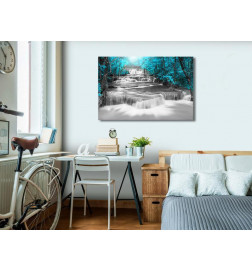 Canvas Print - Cascade of Thoughts (1 Part) Wide Turquoise