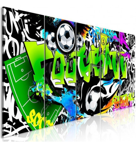 Schilderij - Football Graffiti (5 Parts) Narrow
