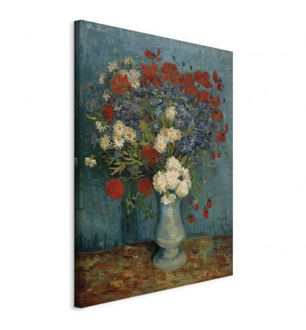 Schilderij - Vase With Cornflowers and Poppies