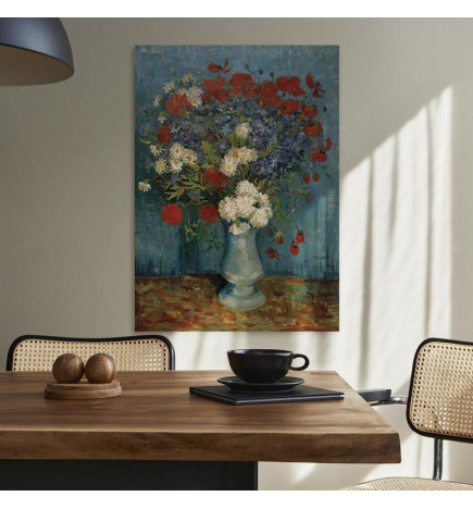 Schilderij - Vase With Cornflowers and Poppies