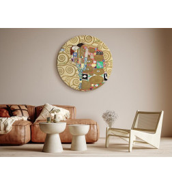 Round Canvas Print - The Fulfillment of Gustav Klimt - An Abstract Portrait of a Couple in an Embrace