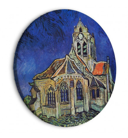Apvalus paveikslas ant drobės - The Church at Auvers (Vincent van Gogh)