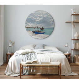 Round Canvas Print - Sainte-Adresse Beach Claude Monet - Boats on the Seashore
