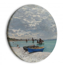 Quadro redondo - Sainte-Adresse Beach, Claude Monet - Boats on the Seashore