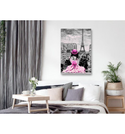 Canvas Print - Paris Colour (1 Part) Vertical Pink
