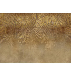 Carta da parati - Abstract nature in beige - composition with golden exotic leaves