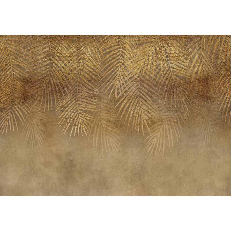 34,00 € Foto tapete - Abstract nature in beige - composition with golden exotic leaves