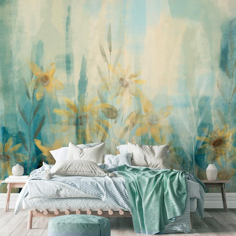 34,00 €Mural de parede - A touch of summer - floral motif with a meadow of flowers in blue tones