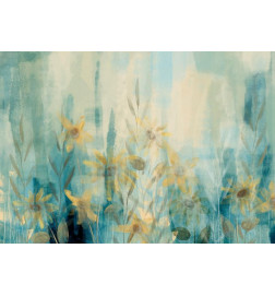 Papier peint - A touch of summer - floral motif with a meadow of flowers in blue tones