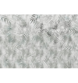 Fototapeta - Minimalist landscape - nature motif with grey exotic leaves