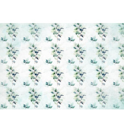 Fototapet - Mint nature - uniform pattern in floral motif with green leaves