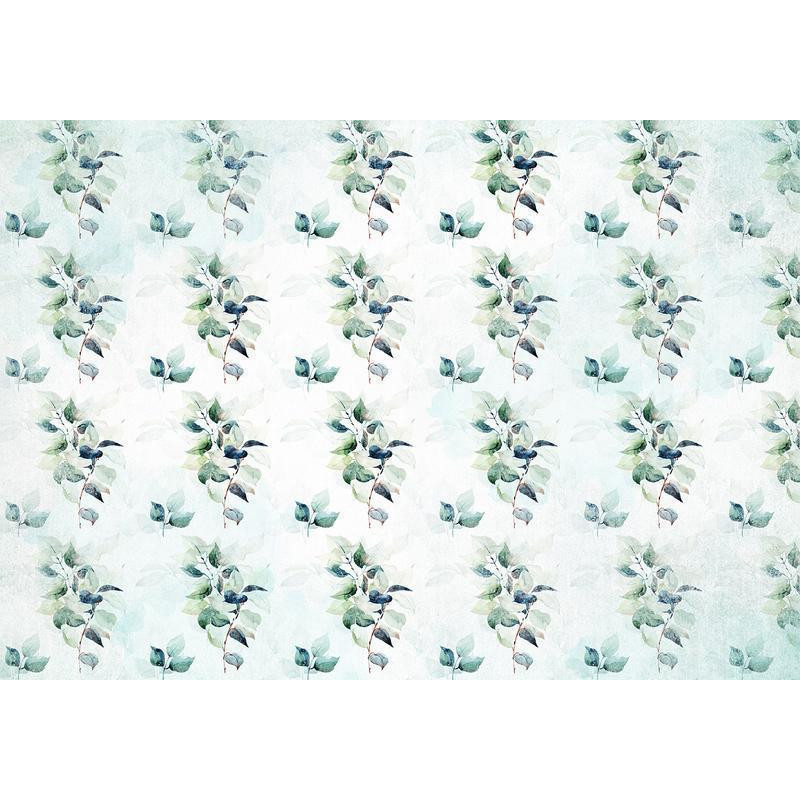34,00 € Fotomural - Mint nature - uniform pattern in floral motif with green leaves