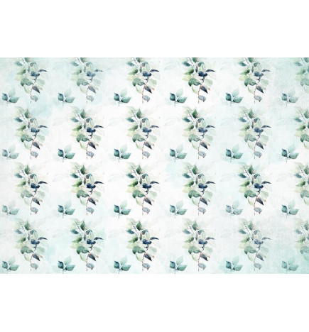 Mural de parede - Mint nature - uniform pattern in floral motif with green leaves