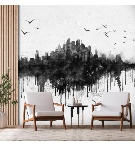 Mural de parede - Big city - abstract city skyline in black watercolour style