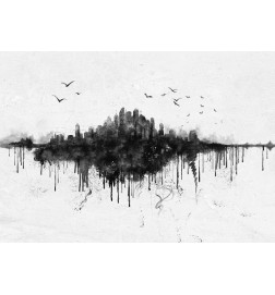Fotobehang - Big city - abstract city skyline in black watercolour style