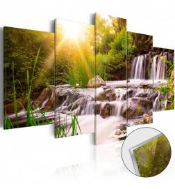 Acrylglasbild - Forest Waterfall [Glass]
