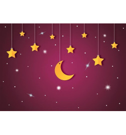Fototapetti - Skyline - violet night sky landscape with stars for children