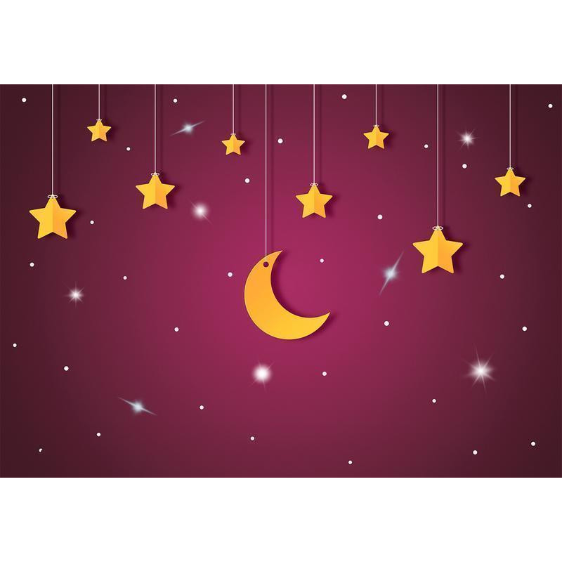 34,00 € Fototapeta - Skyline - violet night sky landscape with stars for children