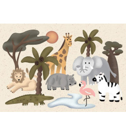 Mural de parede - Childrens Africa - Animals With Simple Shapes