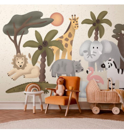 Mural de parede - Childrens Africa - Animals With Simple Shapes