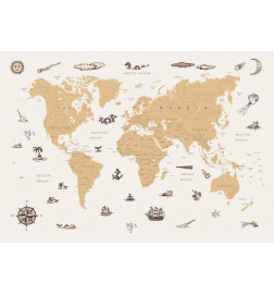 Mural de parede - Sea Wolf Map - Countries With Pirate Illustrations