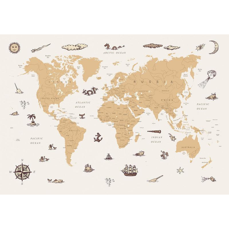 34,00 € Fotomural - Sea Wolf Map - Countries With Pirate Illustrations