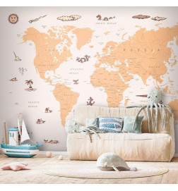 Foto tapete - Sea Wolf Map - Countries With Pirate Illustrations